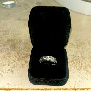 Moissanite and solid silver band